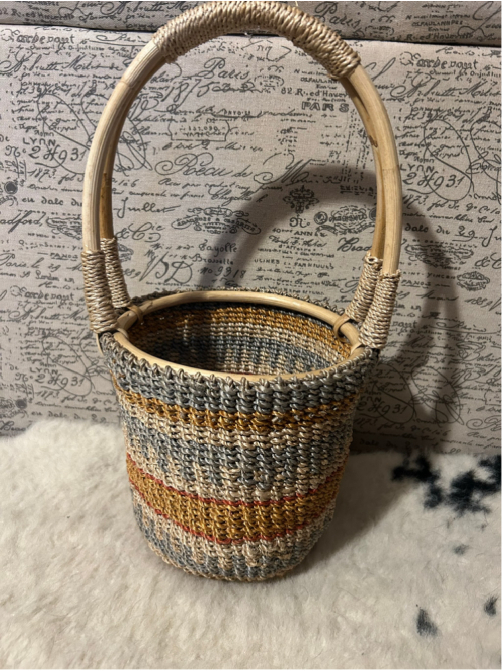 Unbranded Woven Basket One Size Beige Gold